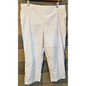 Nine.Eight New York Women’s White Stretch Capri Pants Size 14 Cropped Slim Fit